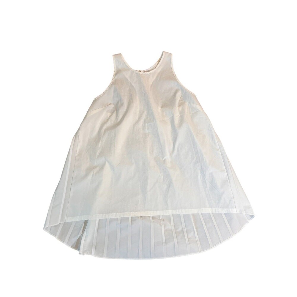 Athleta Sojourn Sz XS Tank White Racerback ‎ Relaxed Fit Pleated High Low Top